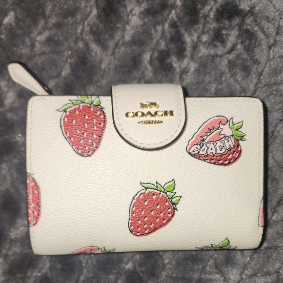 Coach Handbags - Coach New York Strawberry Cream Snap Wallet Zip Pouch ID